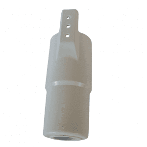 The Nichiryo / Oxford Tip Ejector Pipe, 5000μL (Nichiryo) is a white cylindrical plastic pipe with a flared top and three small vertical holes near one end, designed for 5000μL capacity.
