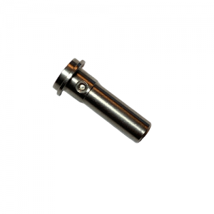 Nichiryo / Oxford Plunger Head with Two Screws, 5000μL, 10mL (Nichiryo), a metal cylindrical component with flange and screws, designed for precise liquid handling; shown isolated on a white background.