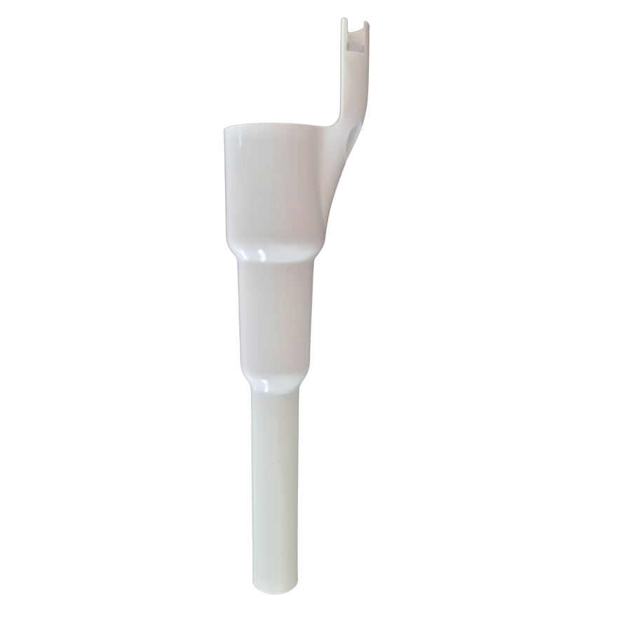 NI_NPE-025C White plastic Nichiryo cylindrical adapter with side extension and top slot, designed for use with Nichiryo Le Tip Ejector Pipe C, 1000μL (Nichiryo), shown against a plain white background.
