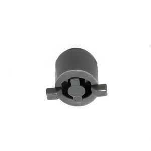 The mLINE Counter Release Nut, All Volumes (Sartorius), is a small gray plastic piece with two perpendicular flat tabs and a central raised circle, designed to ensure precise component alignment.