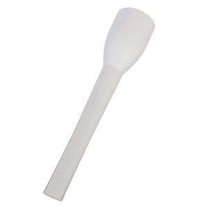 A grey mLINE Tip Ejector Collar for Sartorius Single Channel pipettes (20μL, 100μL, 200μL), shown on a plain white background with an elongated shape and wider top opening.