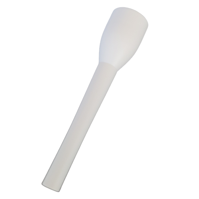 SA_726109_ A grey mLINE Tip Ejector Collar for Sartorius Single Channel pipettes (20μL, 100μL, 200μL), shown on a plain white background with an elongated shape and wider top opening.