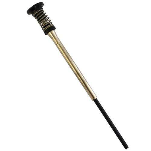 A metal dipstick with a coiled spring and black handle, offering precision like the Labnet Piston Assembly, Single Channel, 100μL - Older Version, for measuring fluid levels in engines or machinery.