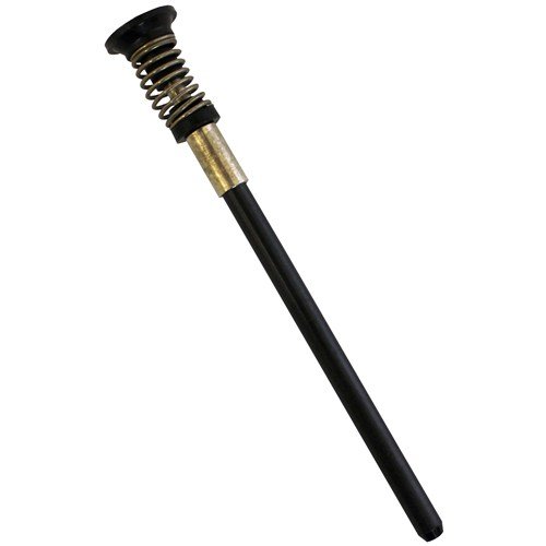 A black door stopper with brass spring and rubber tip, ideal for protecting walls in areas where precision tools like the Labnet Piston Assembly, Single Channel, 200μL - Older Version (Labnet) are used.