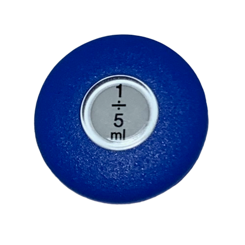 SP9730 A blue circular object with a white center displays the measurement 5mL in black text, resembling a Labnet Push Button, Single Channel, Newer Style (Labnet), used for precise pipetting tasks.