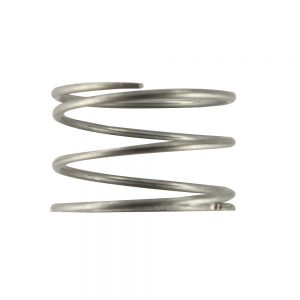 Close-up of a Finnpipette / Fisherbrand Elite Tip Ejector Spring for multichannel pipettes (all volumes, Thermo Scientific), shown coiled against a white background.