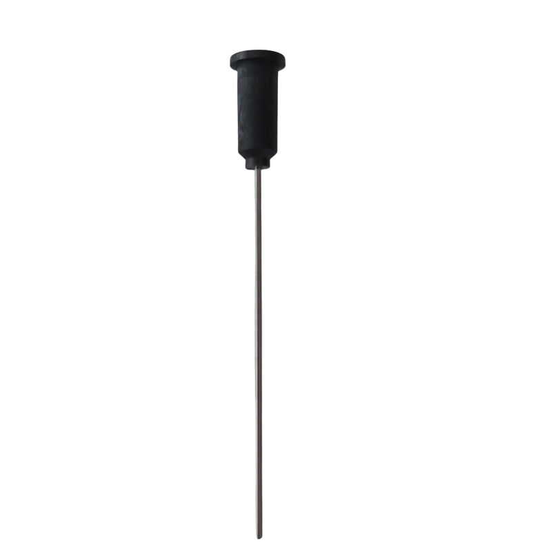 A single Finnpipette F Series Piston, Multichannel, 10μL (Thermo Scientific), with a black plastic hub, is shown vertically on a white background.