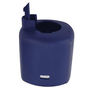 A blue Fisherbrand Tip Ejector - Part 1, Upper Part, for Single Channel 10mL pipettes (Thermo Scientific), made of plastic with a hinged tab and rectangular slot near the base.