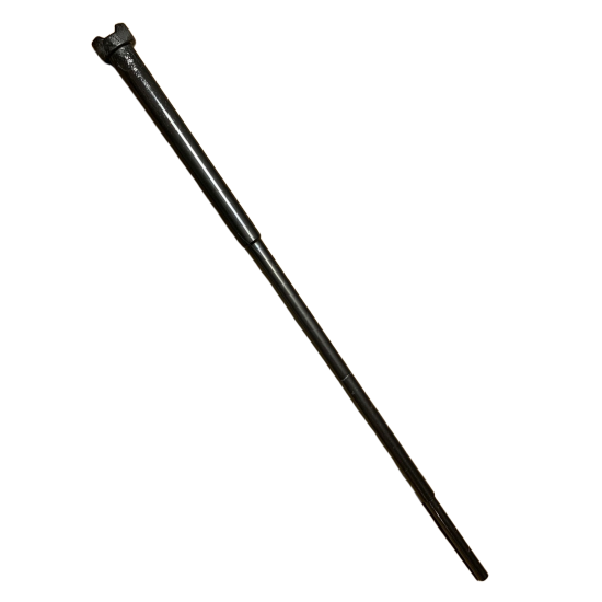 A long, black Finnpipette F1 ClipTip Piston, Single Channel, 100μL (Thermo Scientific), with a forked end and tapered body, photographed against a white background.