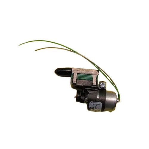 A close-up of a Midi Plus Pump Assembly (Sartorius) mechanical device with attached wiring and a green component, isolated on a white background.