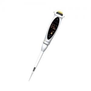 The Sartorius Picus NxT Electronic Pipette, Single Channel, 5-120μL, features a display screen and control buttons for precise measurement and dispensing of small liquid volumes in laboratory settings.
