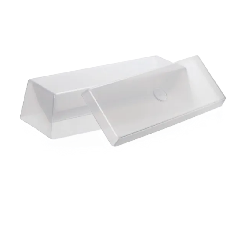 BrandTech Reagent Reservoir with Lid, PP, 60 mL, pack of 10—rectangular and clear—shown on a white background; perfect for multichannel pipetting.