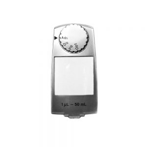 The Repeater E3 / Multipette E3 Housing Lid (Eppendorf) includes monitoring glass and a selection dial for easy operation, supporting precise dispensing from 1 µL to 50 mL with settings for Ads, Dis, Pip, and Opt.