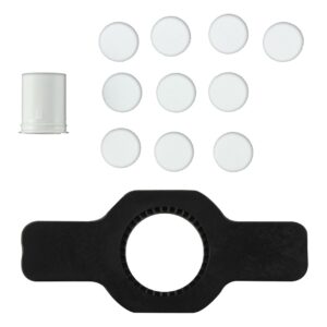 A 10-pack of turquoise Eppendorf Protection Filters (new style, 10mL) is arranged on a white background.