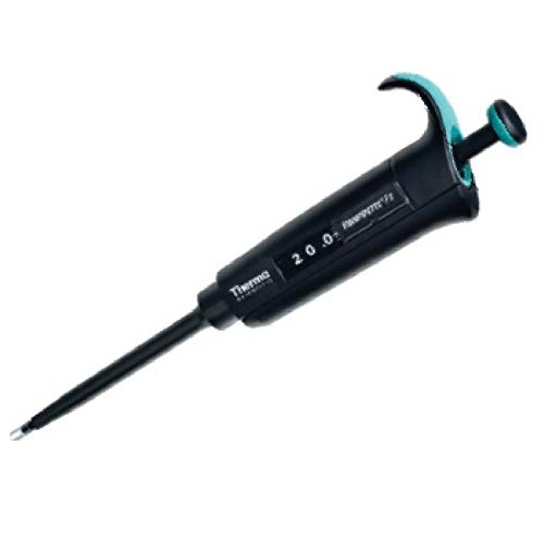 Finn F2 Turquoise The Thermo Scientific Finnpipette F2 Pipette is a black and teal, single channel, variable volume (5-50μL micro) lab tool with a digital display for precise liquid measurement and transfer.