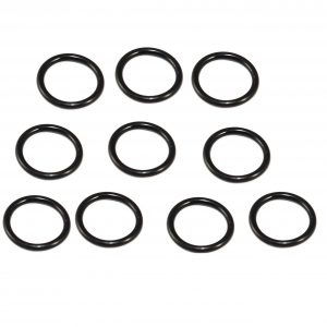 Ten black Proline Mechanical O-rings (5mL, Single Channel, Sartorius) are arranged in a grid on a white background; set contains 10 pieces.