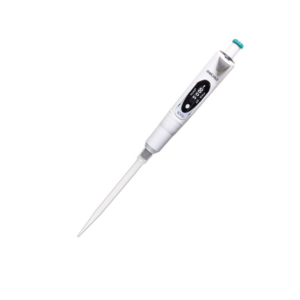 The mLINE Mechanical Pipette, Single Channel, 500-5000μL (Sartorius), features a white body and black display, ideal for precise liquid measurement in labs.