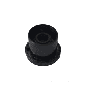 The Sartorius mLINE / Proline Plus Locking Nut for multichannel use is a black cylindrical plastic component with a hollow center, shown from above on a white background.
