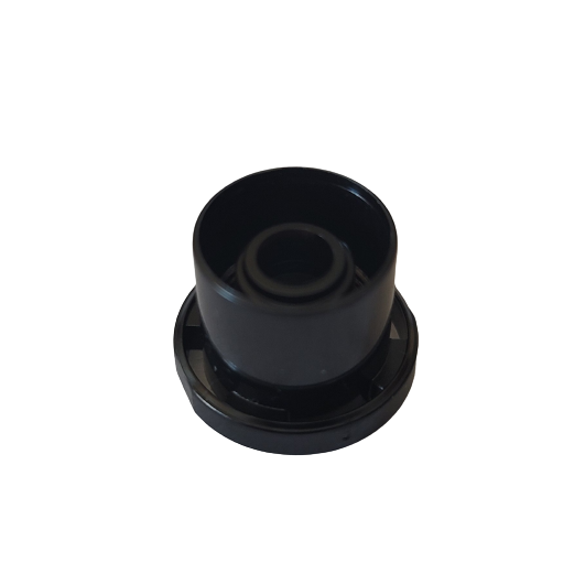 The Sartorius mLINE / Proline Plus Locking Nut for multichannel use is a black cylindrical plastic component with a hollow center, shown from above on a white background.