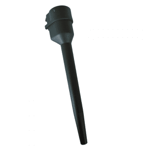 The Proline Mechanical Tip Ejector Collar, 2.5μL, 10μL (Sartorius), features a black plastic build with a cylindrical top and pointed end for easy insertion into soil or ground.