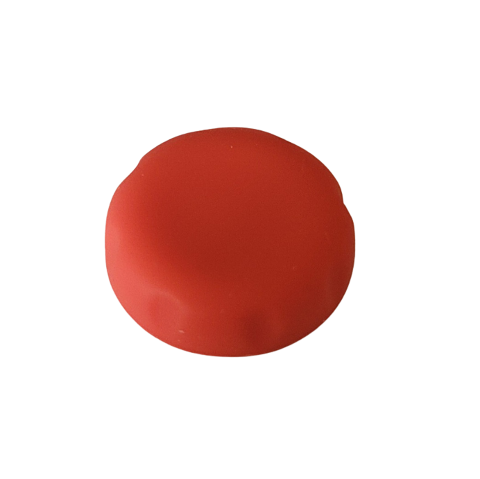 SA LH-726228 The mLINE Red Cap, All Volumes (Sartorius), is a plain red plastic cap with a rounded edge, shown against a white background. Compatible with Sartorius mLINE pipettes, it ensures secure fit and reliable sealing.