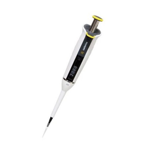 The Sartorius Tacta Mechanical Pipette, Single Channel, 2–20μL, features a digital volume display and is ideal for precise liquid measurement and transfer in laboratory settings.