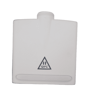 The ELINE/Picus/Picus NxT Tip Cone Housing, Autoclavable 8 Channel 120μL (Sartorius), features a white plastic container with screw cap, heat warning symbol, and 121°C label on the front for safe sterilization.