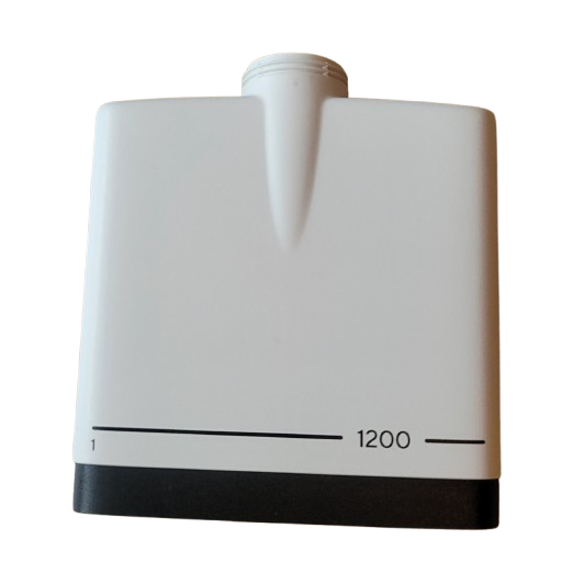 A white rectangular plastic container with a screw cap and 1–1200mL scale, ideal for storing Sartorius eLINE/Picus/Picus NxT Tip Cone Housing, 8 Channel, 1200μL components.