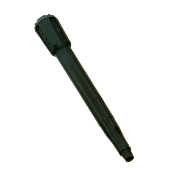 A black, elongated plastic adaptor resembling the Sartorius Lower Tip Cone, Single Channel, 10μL (Sartorius), typically used for inflating bicycle tires with Presta valves.