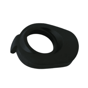 The mLINE Handle Collar (Sartorius) is a black plastic, ring-shaped component with an off-center opening and a small tab, shown on a plain white background. Designed for compatibility with Sartorius mLINE devices.