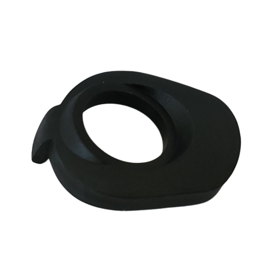 SA_LH-726222 The mLINE Handle Collar (Sartorius) is a black plastic, ring-shaped component with an off-center opening and a small tab, shown on a plain white background. Designed for compatibility with Sartorius mLINE devices.