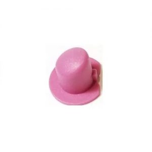 A small pink plastic top hat, resembling the cap of a Thermo Scientific Finnpipette Novus Trigger (Single & Multichannel, Pink), viewed from above on a white background.