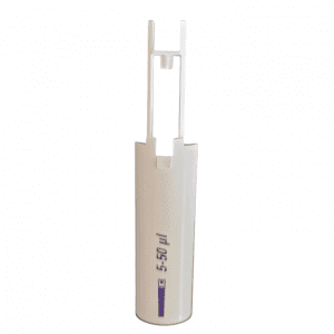 A white Finnpipette F1 ClipTip Tip Ejector Pusher Lower Part, 5-50μL (Thermo Scientific), compatible with ClipTip systems and designed for laboratory use.