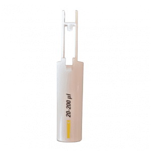 A white Finnpipette F1 ClipTip Tip Ejector Pusher Lower Part (Thermo Scientific, 20-200μL) stands upright on a plain background.
