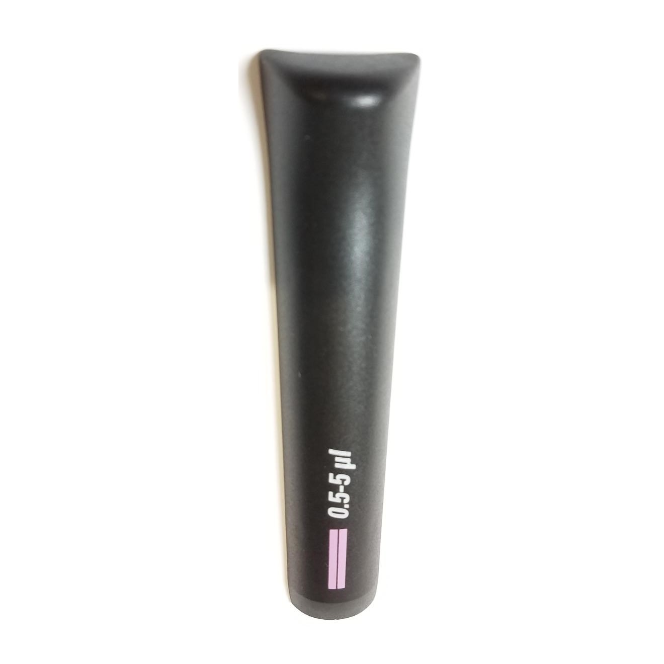 A black Thermo Scientific Finnpipette F2 Tip Ejector Pusher, 5μL (Older version), with a pink stripe, is shown against a white background.