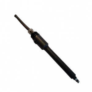 A black automotive shock absorber with a coiled spring at one end is isolated on white, reflecting the precise engineering of the Finnpipette F1 ClipTip Tip Cone Assembly, Metal Tip Fitting, 200μL (Thermo Scientific).