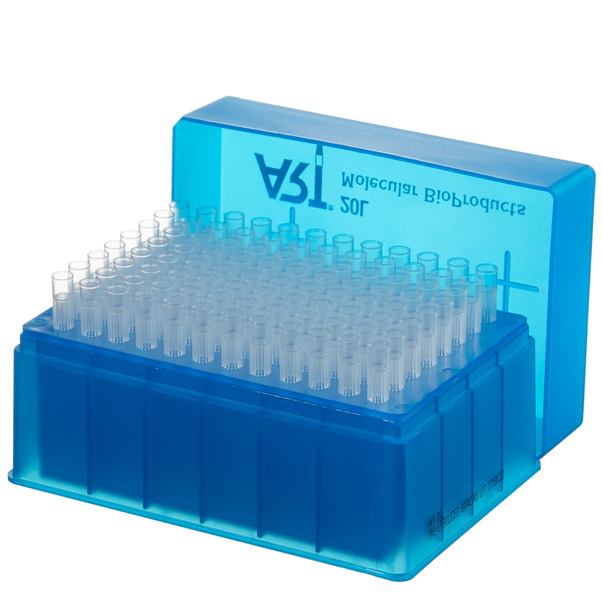 A green rack with a lift-off lid holds 4800 sterile Thermo Scientific SoftFit-L Tips for Rainin LTS, 200μL, arranged for lab use.