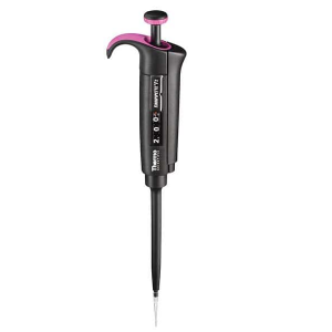 The Thermo Scientific Finnpipette F2 Pipette is a single channel, variable volume (0.2-2μL) micro pipette used for precise liquid measurement and transfer in labs.