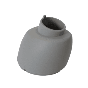 A gray, rounded plastic attachment with an open top and smooth surface, this is the Finnpipette Novus Tip Ejector Upper Part, Single Channel, 10mL from Thermo Scientific.