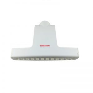 A white Finnpipette F1 Tip Ejector, 12 Channel, 1-10μL Micro (Thermo Scientific) pipette head is shown against a plain white background.