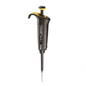 The Finnpipette F2 Pipette, Single Channel, Variable Volume, 10-100μL (Thermo Scientific) is used in labs for precise liquid handling.
