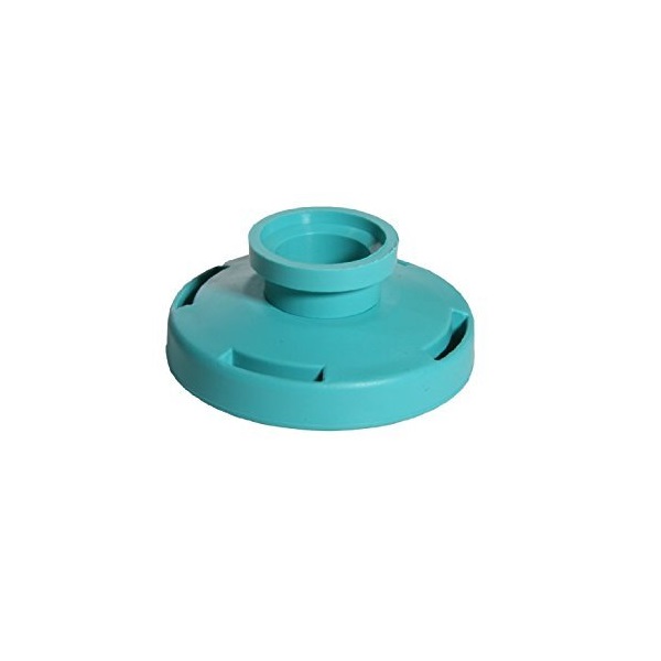 TS_9420300 A turquoise plastic Finnpipette Stepper Adapter for 25mL and 50mL Syringe Tips (Thermo Scientific, sterile, 5 pack) with a central raised ring and four rectangular slots is shown against a white background.