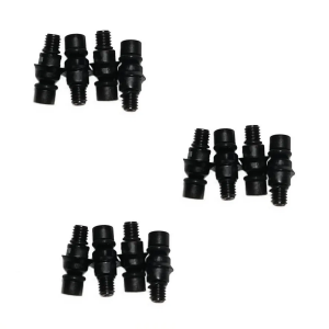 Twelve plastic Tip Fitting Assembly adapters for Finnpipette E1/F1 ClipTip systems, single or multichannel, for volumes up to 300μL (Thermo Scientific) are arranged in groups on a white background.