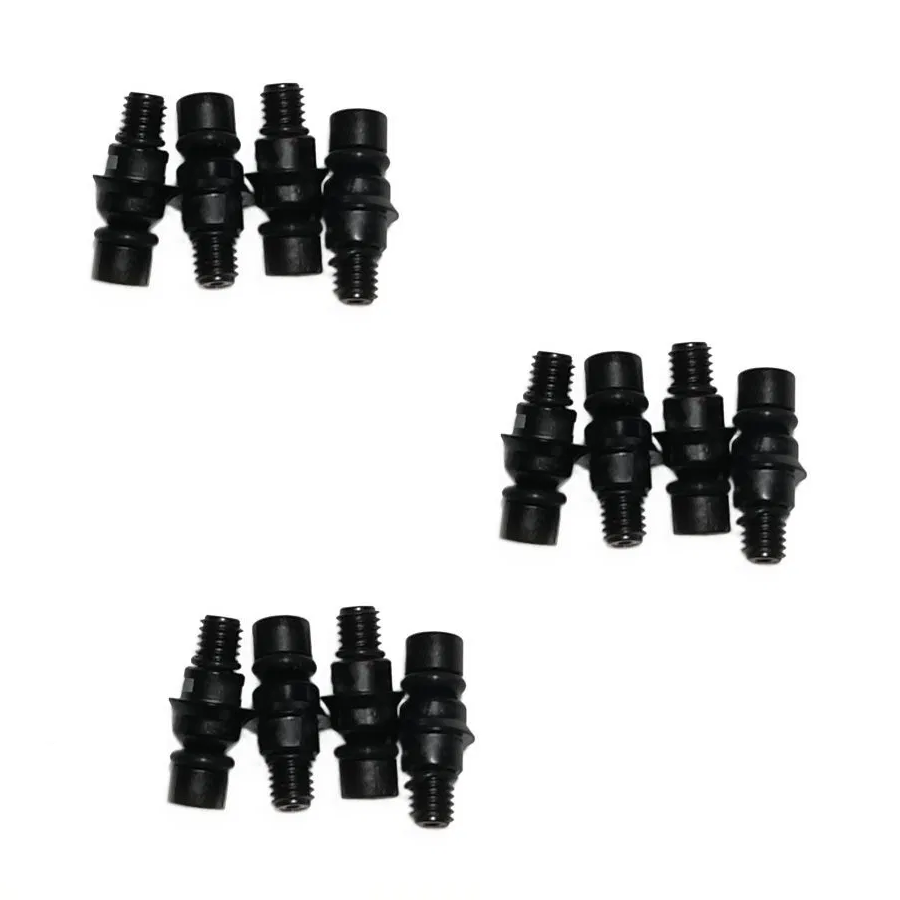 2216180 Twelve plastic Tip Fitting Assembly adapters for Finnpipette E1/F1 ClipTip systems, single or multichannel, for volumes up to 300μL (Thermo Scientific) are arranged in groups on a white background.