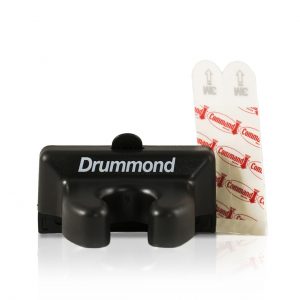 Drummond Pipet-Aid Holster / Wall Bracket (Drummond Scientific) with adhesive Command strips for mounting, shown on a white background.