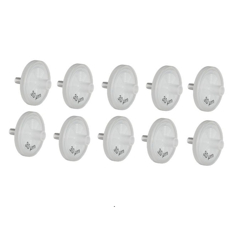 BT260561-768x466 Ten round, white BrandTech Accu-jet Macro Membrane Filters, non-sterile, 3 μm, arranged in two rows of five on a plain white background.