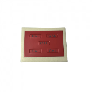 The Eppendorf Calibration Seal, CAL, is a set of 5 red rectangular seals mounted on a white background.