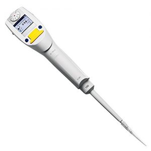 The Xplorer Pipette, Single Channel, Medium Gray, 0.5-10μL (Eppendorf) is used in laboratories for precise liquid measurement.
