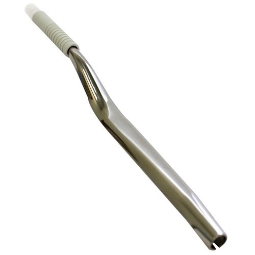A stainless steel dental mirror handle with a textured grip and slotted end, designed with precision like the Labnet Tip Ejector, Single Channel, Newer Version, LF, 2μL, 10μL (Labnet).
