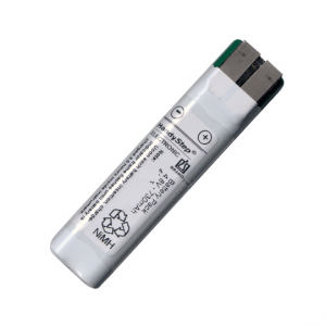 A white BrandTech HandyStep Electronic / AutoRep E / Repetman NiMH Battery Pack with recycling symbol and technical specs, isolated on a white background.
